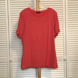 Fashion Round Neck Ruffled Short Sleeve T-shirt XXL